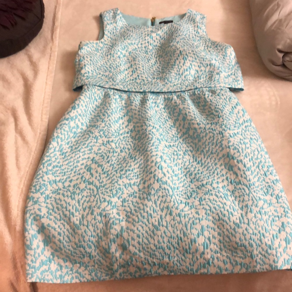 Light blue and white dress!